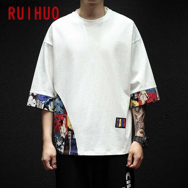 T-shirts hommes Ruihuo Demi manches Lin Coton T-shirt pour hommes Vêtements Harajuku T-shirt Summer Streetwear Hip Hop 5XL 2023 Nouveautés W0322
