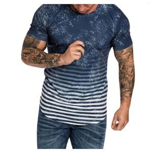 T-shirts pour hommes Running Sport T-shirt Mens Mens Summer Slim Casual Imprimé Fit Patchwork Short Sleeve Top Male Jogging Workout Vêtements 2023