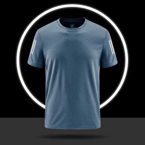 T-shirts voor heren lopen T-shirt Reflecterende korte mouwen Ice Silk Quick Drying Summer Dunne ademende fitness T-shirt J240506