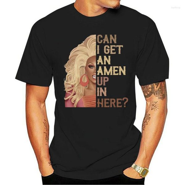 Camisetas para hombre RuPaul Drag Race Can I Get An Amen Up In Here, Camiseta de algodón negra Vintage para hombre