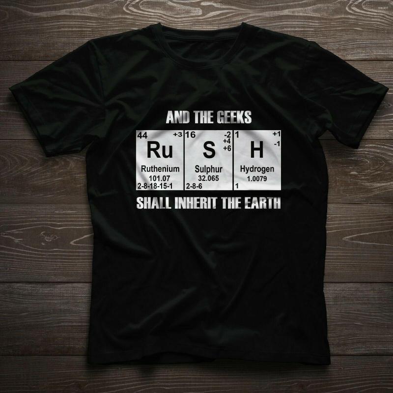 Men's T Shirts Rush Band Ru S H Periodic Table Elements Black O-Neck Cotton Shirt Men Casual Short Sleeve Tees Tops Harajuku Streetwear