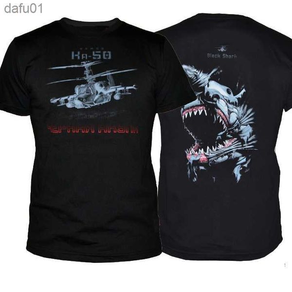 Camisetas de hombre Camiseta rusa Kamov Gunship KA-50 Black Shark Attack Helicopter. Camiseta de manga corta con cuello redondo de algodón de verano para hombre nueva S-3XL L230520