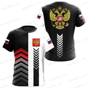 Camisetas para hombres Camisetas rusas para hombres Emblema nacional ruso Tops impresos Verano Cuello redondo Jersey Moda de gran tamaño Ropa fresca para hombres T240126