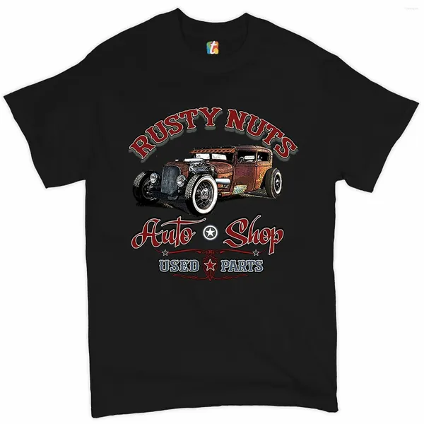 Camisetas para hombre Rusty Nuts Auto Shop Camiseta Rod Rat Vintage Old School Camiseta para hombre