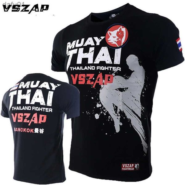 T-shirts pour hommes S-4XL VSZAP Hommes Kick Boxing Shirt Gym Tee Shirt Fighting Martial Arts Fitness Training Wolf Muay Thai T Shirt Men Homme L230520