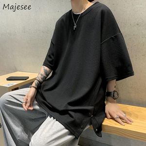 Heren T-shirts S-5XL T-shirts Heren Dun Baggy Zijsplit Mode Zomer Zacht Unisex Tees Kleding Knap Minimalistisch Tieners Cool Hip Hop