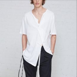 T-shirts pour hommes S-6XL 2023 Vêtements Coiffeur Designer original Mode Cravate Col en V Déconstruction - Chemise Plus Costumes de taille