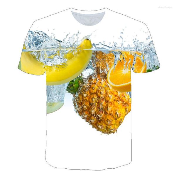 Hommes t-shirts S hommes/femmes mode été 2023 t-shirts Streetwear Fruits hauts dessin animé ananas imprimé col rond manches courtes T-shirt
