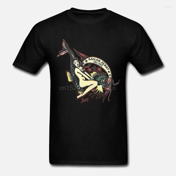 Camisetas de hombre Sailor Jerry Tattoo Off The Hook Pin Up Girl Camiseta de algodón para hombre Camiseta de mujer