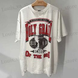 T-shirts voor heren Saint Michael American Style Tweezijdige print Vintage Grail Short Slve High Strt Fashion Men Women 1 1 Graphic T Shirts T240419