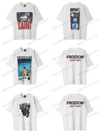 T-shirts pour hommes Saint Michael Co Style de marque Casual Cartoon Space Voyage Imprimer manches courtes Streetwear de haute qualité Anime Vêtements Hommes T-shirt T240117