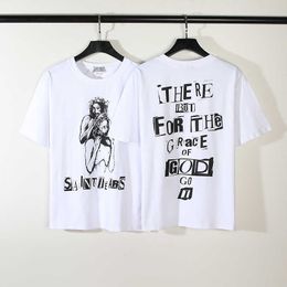 T-shirts pour hommes Saint Michael Japon Marque de mode Co marque vieille couleur coton imprimé lâche décontracté t-shirt à manches courtes hommes