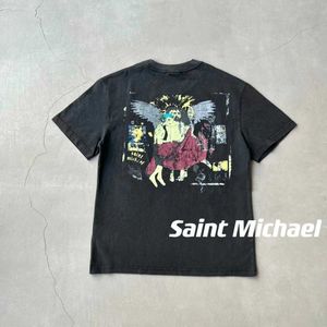 T-shirts pour hommes Saint Michael Jesus Salvation Vintage Antique Washed Old High Street T-shirt à manches courtes CouplePFIB