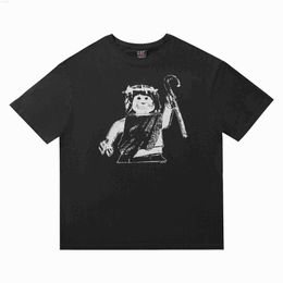 T-shirts pour hommes Saint Michael Made Old Puppet Doll Imprimer Col rond Manches courtes High Street Casual T-shirt en vrac et pour femmesI33T