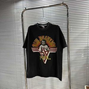 T-shirts pour hommes Saint Michael hommes femmes t-shirt lavé détresse Vintage Hip Hop haute rue décontracté surdimensionné à manches courtes