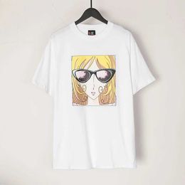 Camisetas para hombres Saint Michael Camiseta High Street Gafas de sol de dibujos animados de una niña rubia Mujer a la mujer Ock Loose Top Top Tes J240506