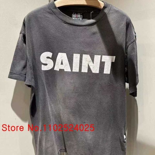 T-shirts hommes Saint Michael T-shirts New Classic Wash Do Old Manches courtes Vintage Tee Hommes Femmes High Street Casual Loose Saint Tops J240120