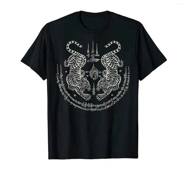 Camisetas para hombre Sak Yant Thai Tattoo Twin Tiger Muay Magical Tailandia regalo camiseta