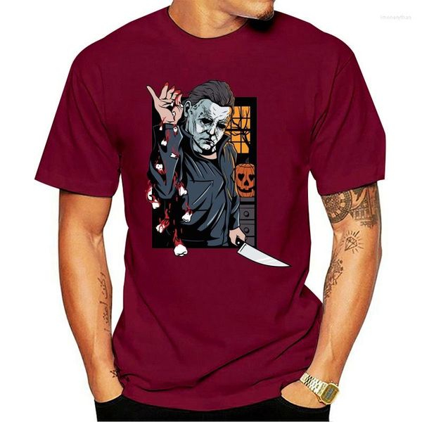 Camisetas para hombre Salt Bae X Michael Myers divertida Slasher Horror Halloween camiseta negra camiseta de gran tamaño