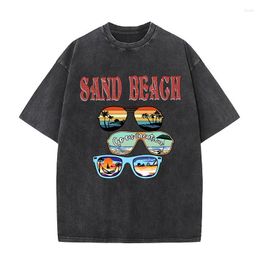 T-shirts pour hommes Plage de sable Aller en vacances Lunettes de soleil Hauts pour hommes T-shirts de sport à la mode T-shirts en coton d'été Hip Hop Chemise de luxe oversize pour hommes