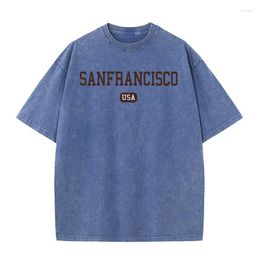 T-shirts pour hommes Sanfrancisco City Usa mignon lettre imprimé graphique hauts homme décontracté surdimensionné chemise coton été col rond lâche doux hommes