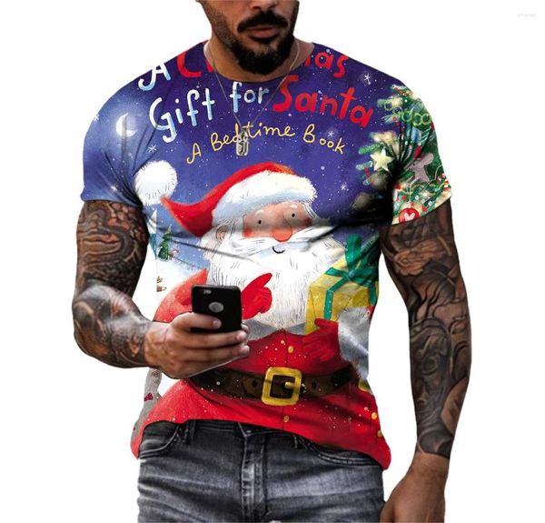 Camisetas para Hombre Papá Noel Impresión 3D Personalidad De Verano Camiseta para Hombre Carnaval De Navidad Hip Hop Divertido Manga Corta Casual Cómodo