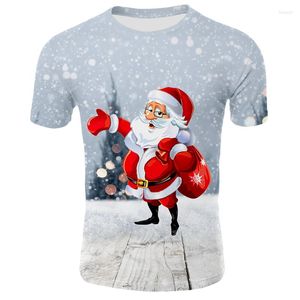 Camisetas para hombre, camiseta 3d de Papá Noel, camisetas informales de manga corta para mujer, ropa de calle divertida, bonita Navidad Xl