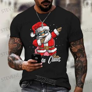 T-shirts hommes Père Noël Imprimer T-shirt pour hommes Nouvel An Fête Vêtements de mode Noël Harajuku Manches courtes Hauts à col rond T-shirts surdimensionnés T231219