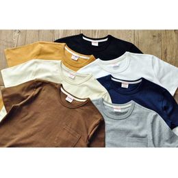 T-shirts masculins saucezhan t-shirts t-shirts épais couleurs solides à double tissu tissu à manches courtes anti-contrefaçon 340g J240402