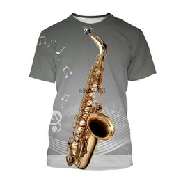 T-shirts hommes Saxophone Jazz Music T-shirt pour hommes femmes 3D Imprimer Summer Casual Col rond Hip Hop T-shirt manches courtes Tops Tee Vêtements