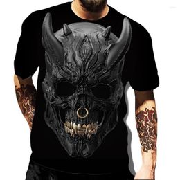 Camisetas para hombre, camiseta de calavera aterradora para hombre, camiseta con estampado 3d para adultos, camiseta de gran tamaño con cuello redondo, ropa informal de manga corta