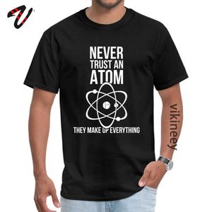 Heren t-shirts Science Physics Chemistry Nieuw design T-shirts Big Bang Theory Nooit geloven in atomen grappige ontwerp mode t-shirts katoen heren d240509
