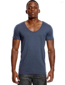 Camisetas de hombre Scoop Deep V Neck Shirt para hombres Low Cut Vneck Wide Vee Top Tees Moda Hombre camiseta Invisible Undershirt Slim Fit Short