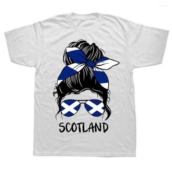 Camisetas para hombres Escocia Girls Estilo de verano Algodón gráfico Streetwear de manga corta Regalos de bandera escocesa Camiseta para hombres