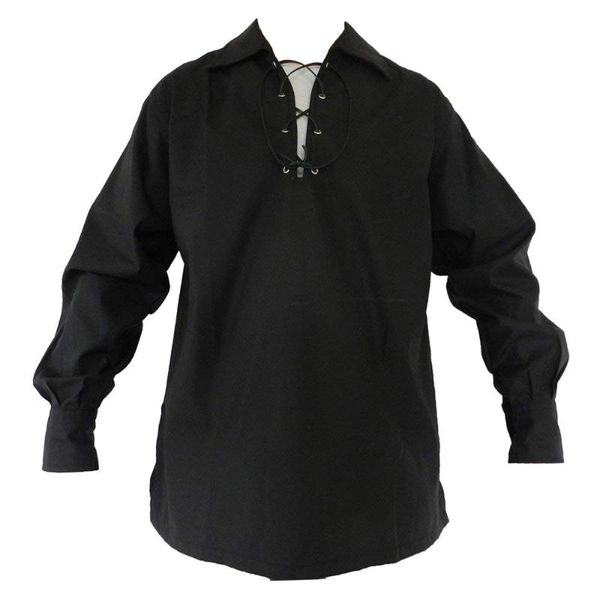 T-shirts pour hommes Scottish Jacobite Ghillie Shirt Belted Safran Black Casual Kitl ShirtMen's