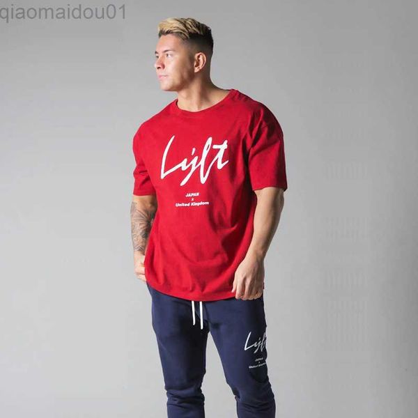 Camisetas para hombres Script Oversize T-shirt Hombres Run Sports Cotton T-shirt Gym Fitness Camisa de manga corta Hombre Jogging Workout Training Tee Tops L230713