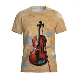 Camisetas para hombre, camiseta de violín con estampado 3D a la moda, ropa de entrenamiento ligera y transpirable de secado rápido, innovadora en