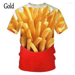 T-shirts pour hommes Vente de nourriture Burger Frites 3D Imprimer Unisexe Harajuku Chemise à col rond Casual T-shirt à manches courtes Top Summer Man Vêtements