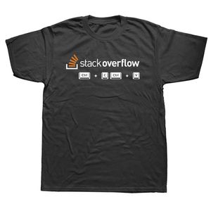 T-shirts pour hommes Compétences de développeur senior Stackoverflow CTRL C + V T-shirt Programmeur Personnalité Front-End et Back-End Geek Codage Coton Vêtements de haute qualité J240221