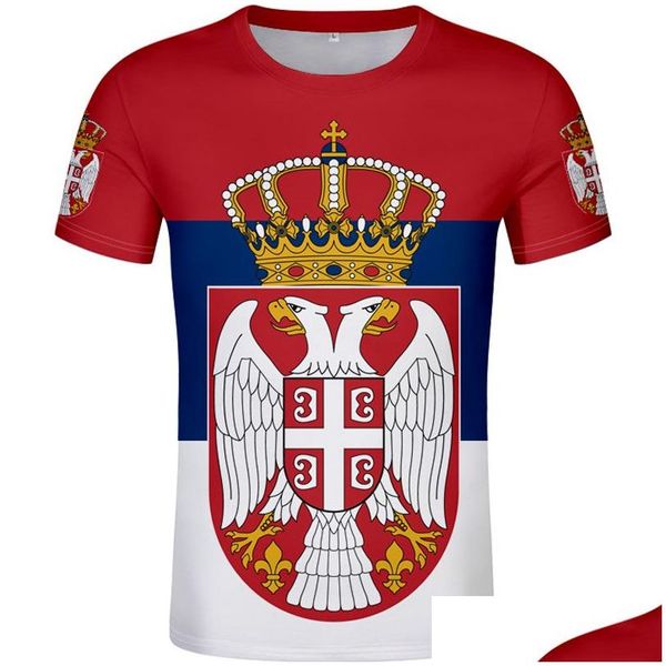 Camisetas de hombre Serbia Camiseta masculina Diy Nombre personalizado Número Srbija Srb Camiseta Srpski Nación Bandera Serbien College Imprimir Logo Tela Dhrey