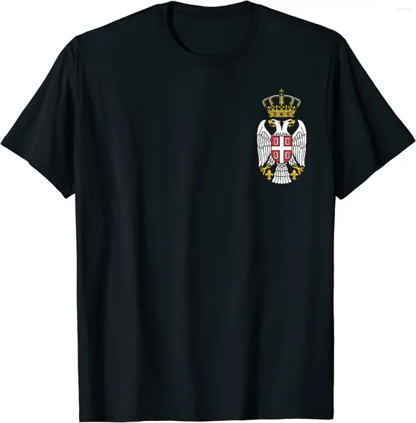 T-shirts pour hommes T-shirt d'aigle serbe pour hommes T-shirt pour hommes Emblème Serbie T-shirt à double tête à manches courtes Chemise à col rond en coton décontracté
