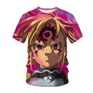 Camisetas para hombres siete pecados mortales camiseta estampada 3d anime nanatsu no taizai streetwear hombre mujer camiseta de moda harajuku hip hop tees tops macho