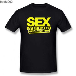 T-shirts pour hommes instructeur de sexe drôle créatif hommes hommes t-shirt nouveauté à manches courtes col rond coton t-shirt style décontracté haut t-shirt W0322