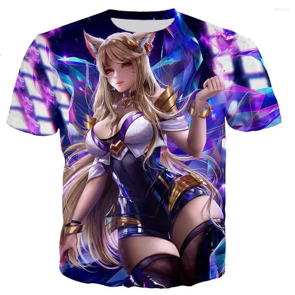 Camisetas para hombre, camiseta Sexy con estampado 3D de Akali, camiseta de League Of Legends para hombre y mujer, camiseta informal de moda estilo Harajuku, camisetas de calle