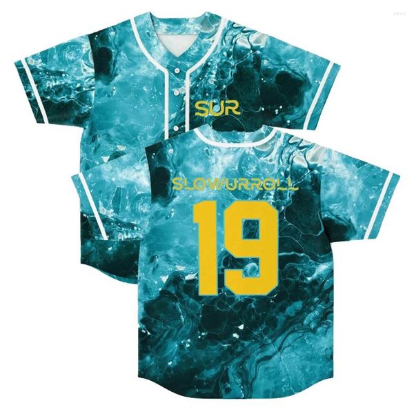 Camisetas para hombres Shannon Custom Baseball Jersey Shirt SLOWURROLL 19 Estampado con cuello en V Manga corta Streetwear Tee Mujeres Hombres Ropa de moda