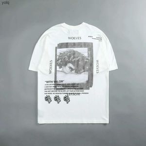 T-shirts pour hommes SHE Vintage Imprimer Coton Hip Hop T-shirt Casual Fitness Gym Été Épais À Manches Courtes Couple Unisexe Tees Topsyolq