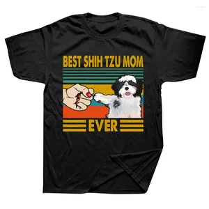 Camisetas para hombres shih tzu mamá siempre divertida dueño de perro gráfico gráfico de algodón street street street manga regalos de cumpleaños camiseta hombres