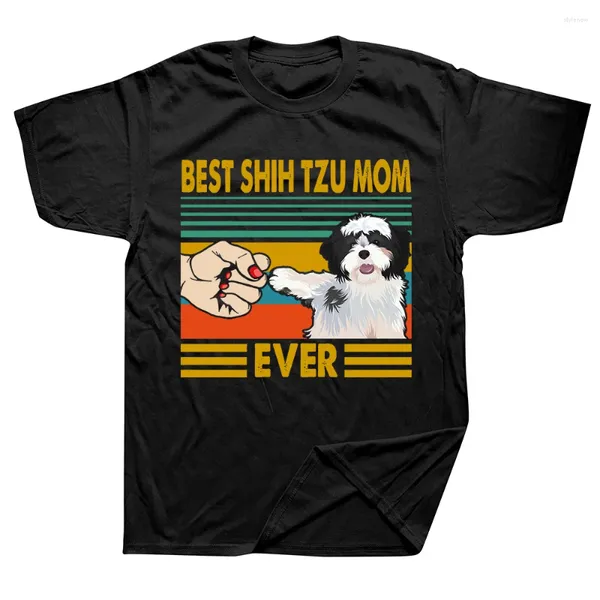 T-shirts masculins shih tzu maman jamais drôle propriétaire de chien été graphique graphique streetwear streetwear courte manche cadeaux d'anniversaire t-shirt hommes