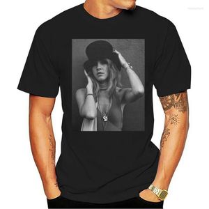T-shirts pour hommes chemise 2023 hommes printemps robe d'été à manches courtes décontracté Stevie Nicks chapeau haut de forme blanc 018323