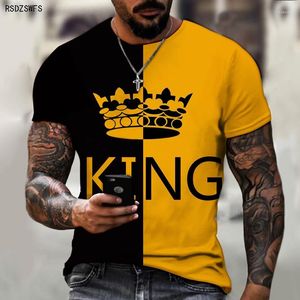 T-shirt col rond pour hommes, impression 3D, couronne King, vêtements de haute qualité, mode de rue, surdimensionné 5XL